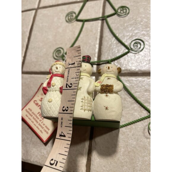 HALLMARK Christmas Tree Card/Photo Holder Display 3 Snowman Green Metal Wire 12" - Picture 8 of 13